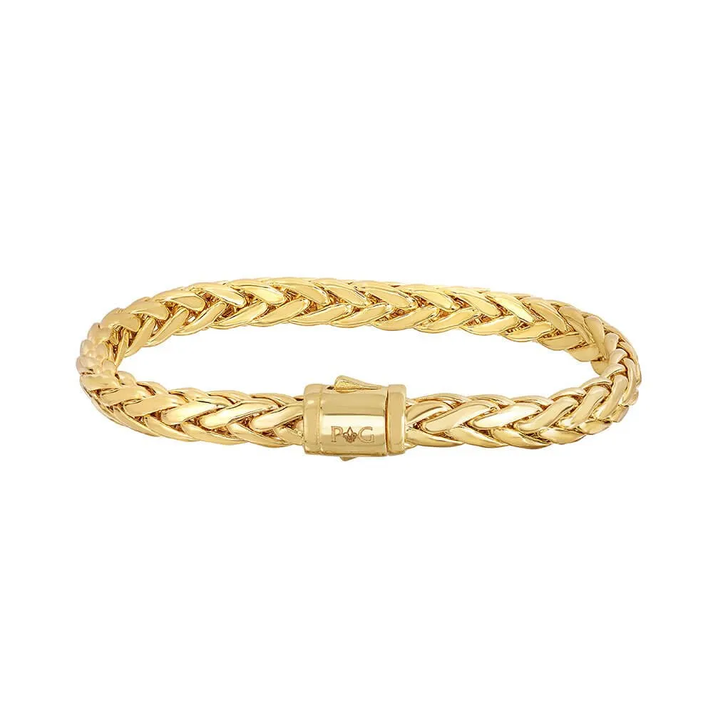 14K Gold Half Round 6mm Woven Chain Bracelet
