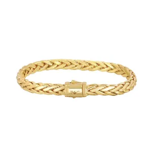 14K Gold Half Round 6mm Woven Chain Bracelet
