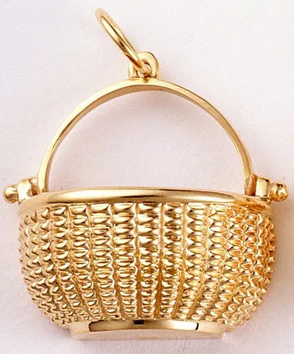 14k Open Half Basket Pendant 3/4"