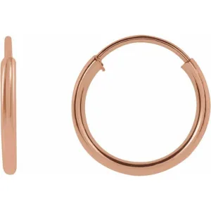 14K Rose Gold 10 mm Flexible Endless Huggie Earrings
