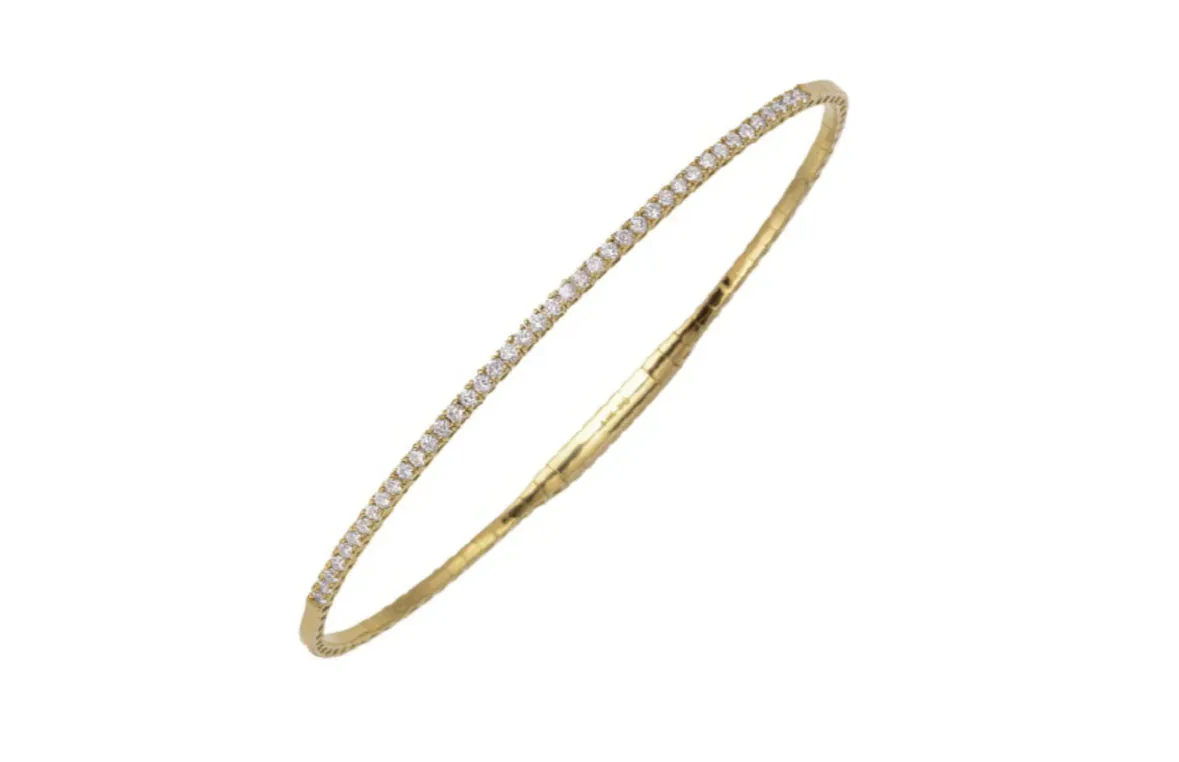 14k Yellow Minnie Gold Diamond Flexible Bangle