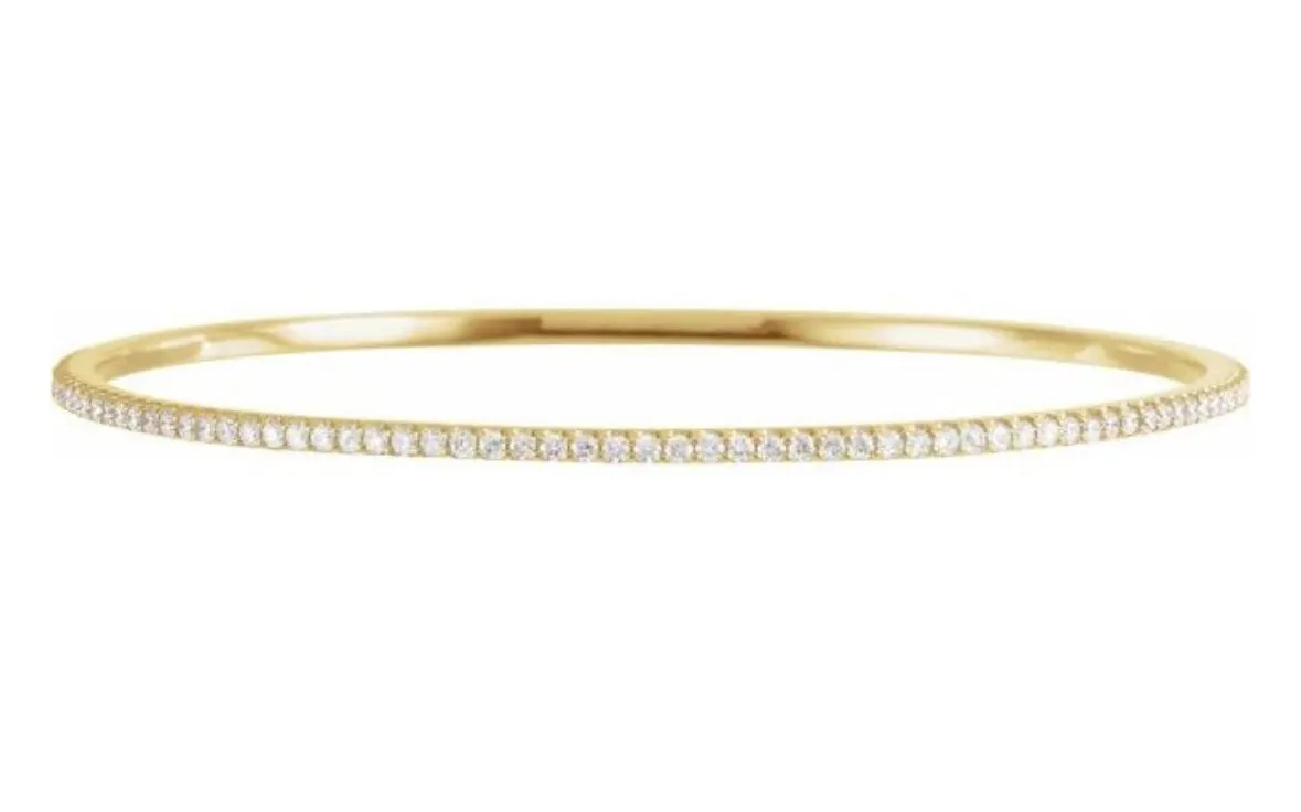 14k Yellow Minnie Gold Diamond Flexible Bangle