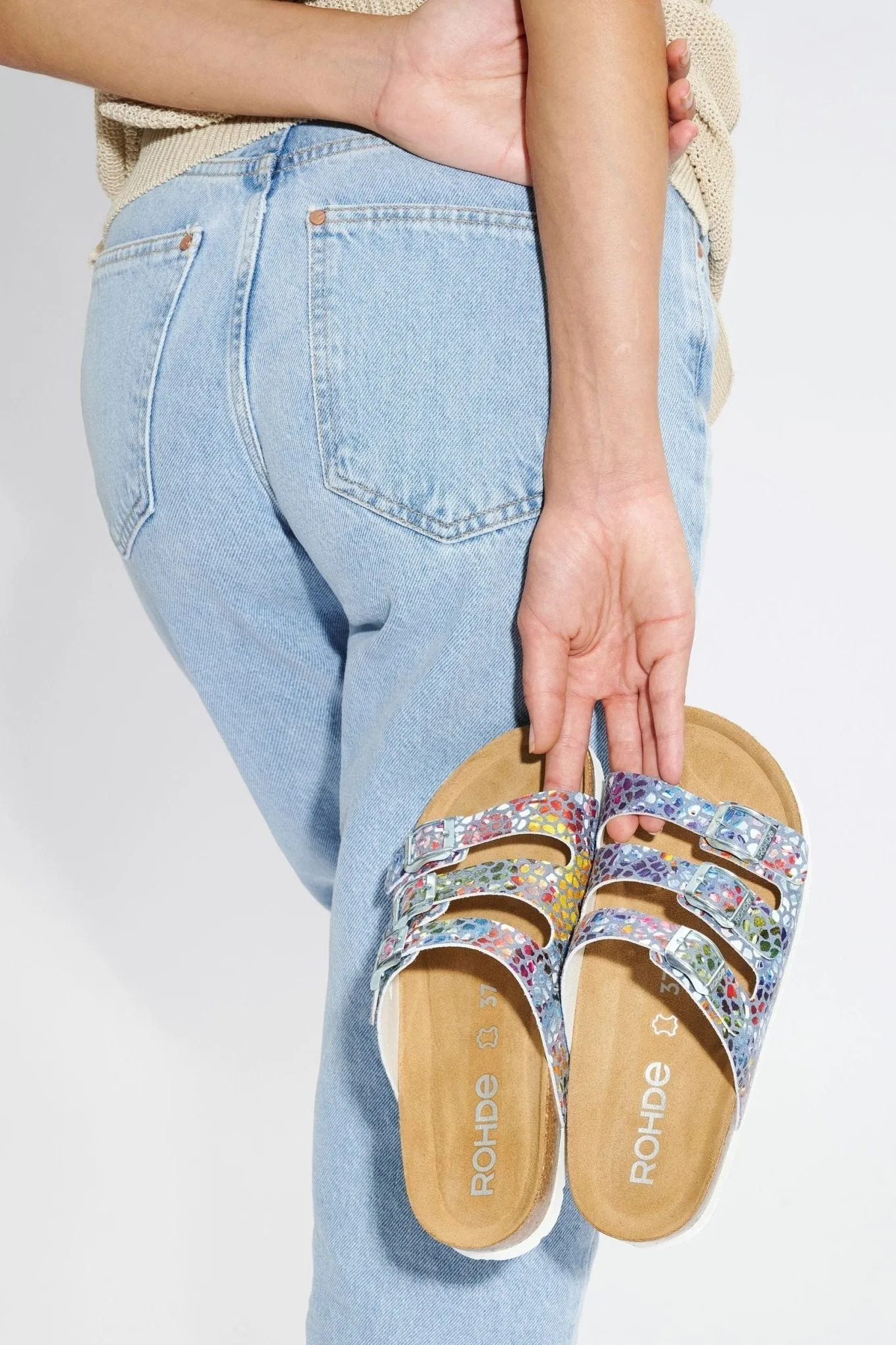 'Alba' women's slide sandal - jeans blue mix