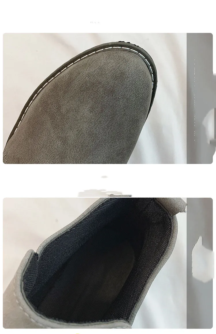 Autumn and Winter Boots Women's Thick with Martin Bare Boots Female Students Side Zipper Rivets