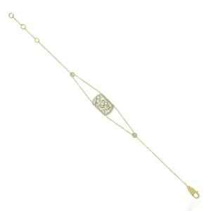 Baguette Cut Diamond Designer Fixed And Flexible Bracelet In Yellow Gold