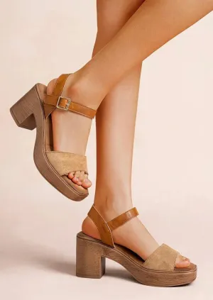 Chic stone block heel sandals