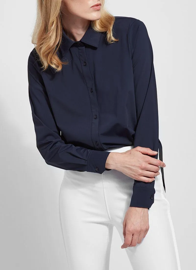Connie Slim Button Down | Navy