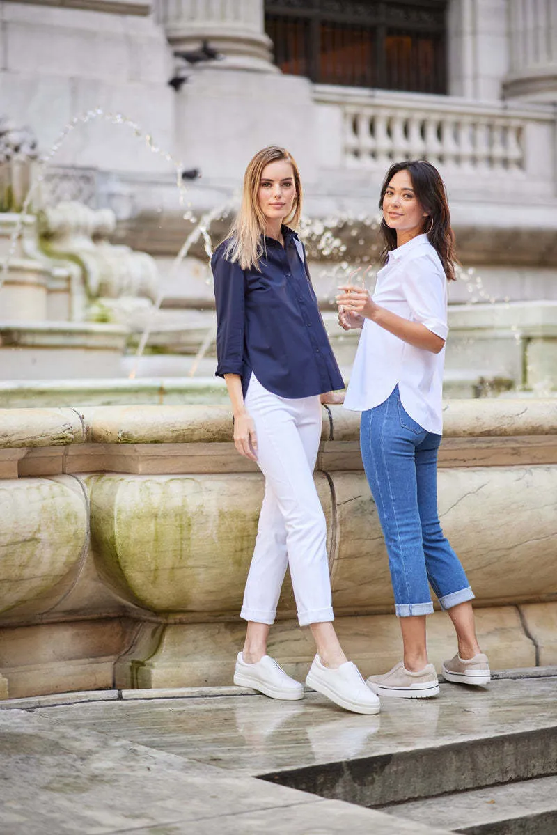 Connie Slim Button Down | Navy
