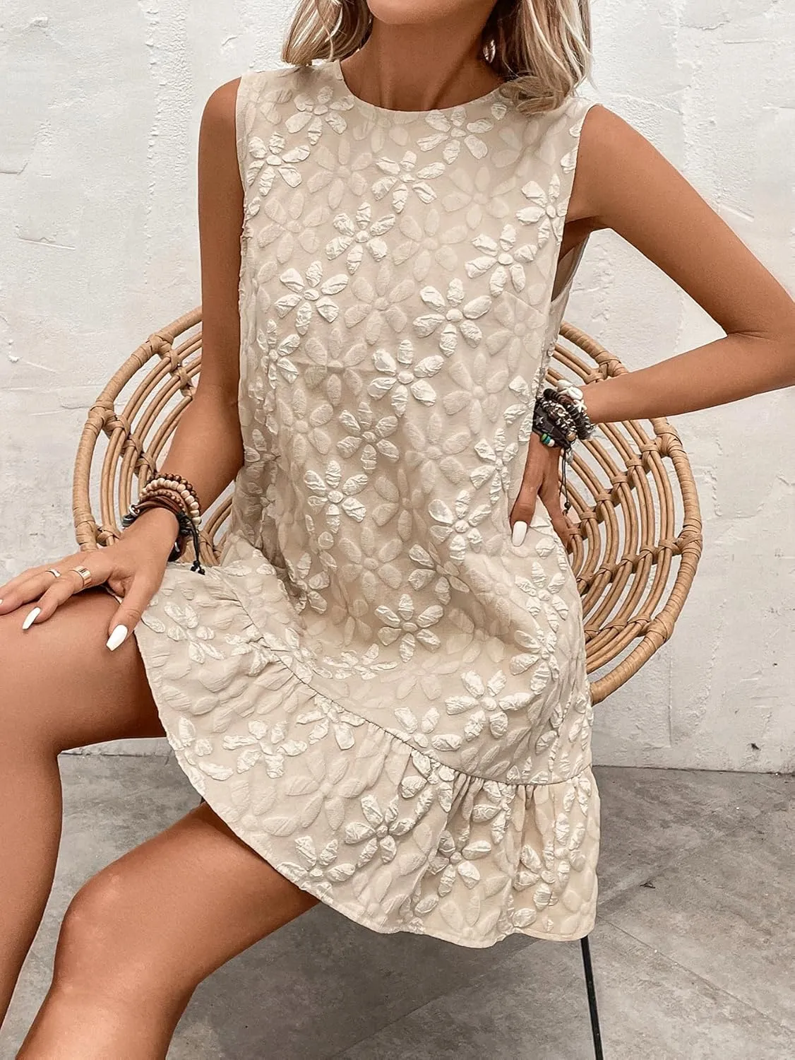 Daisy Jacquard Summer Mini Dress