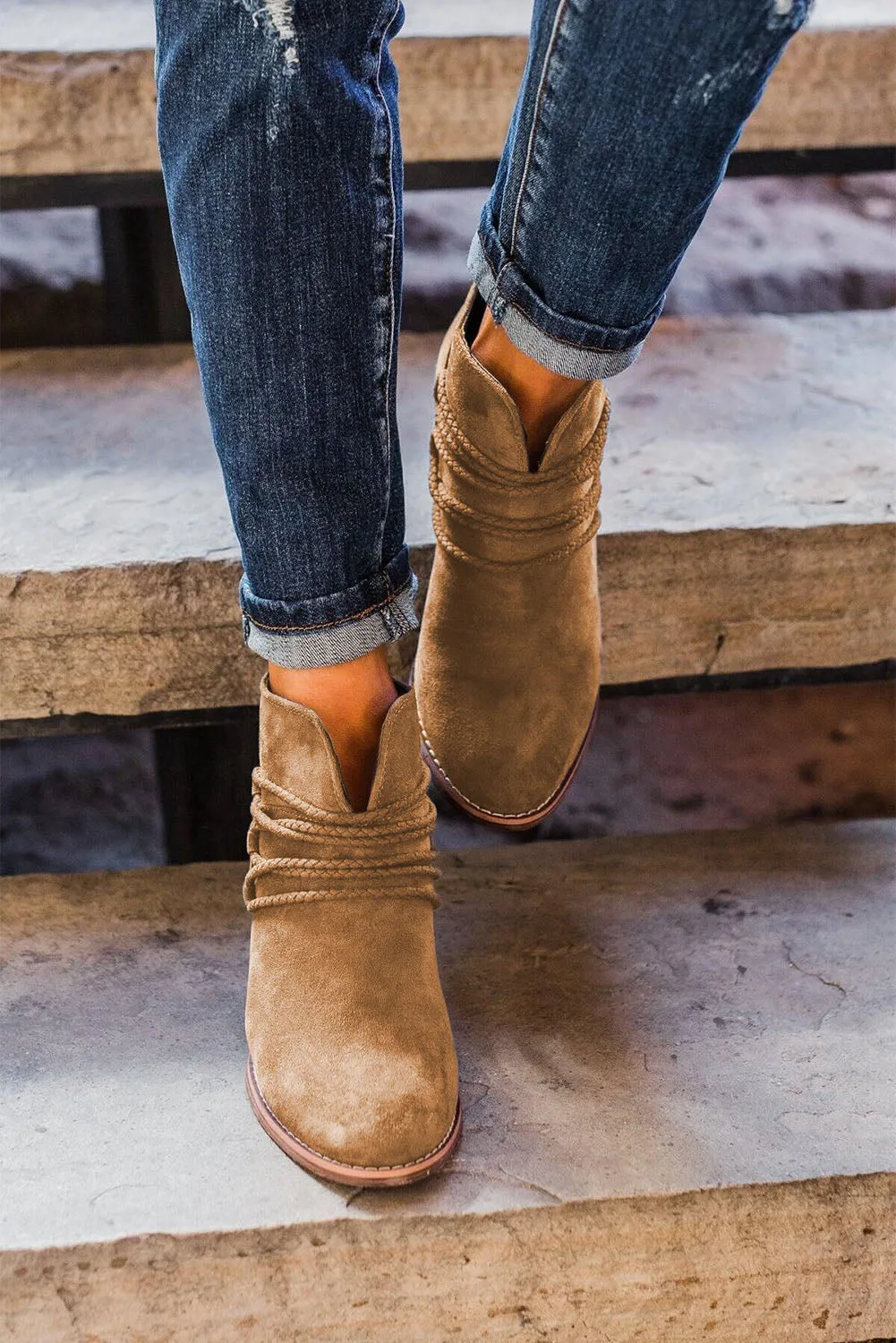 Dark Grey Criss Cross Slip-on Point Toe Heeled Boots