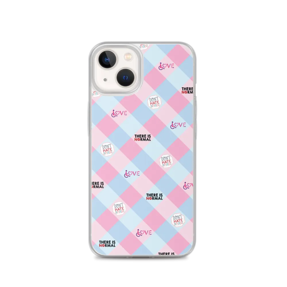 Disability Themed Small Patchwork  iPhone Case) Pastel Colors