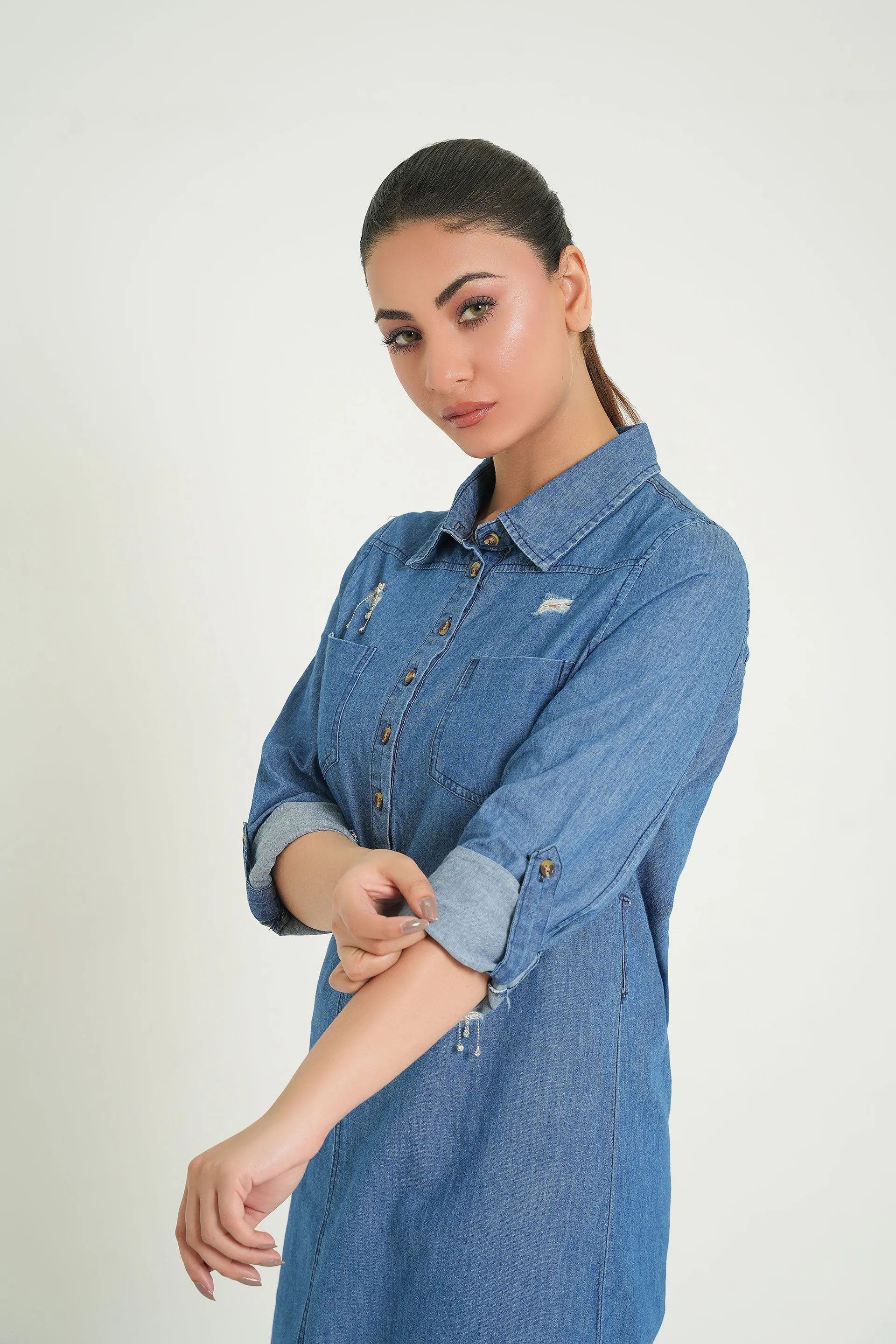 Fusion fashion Denim long top