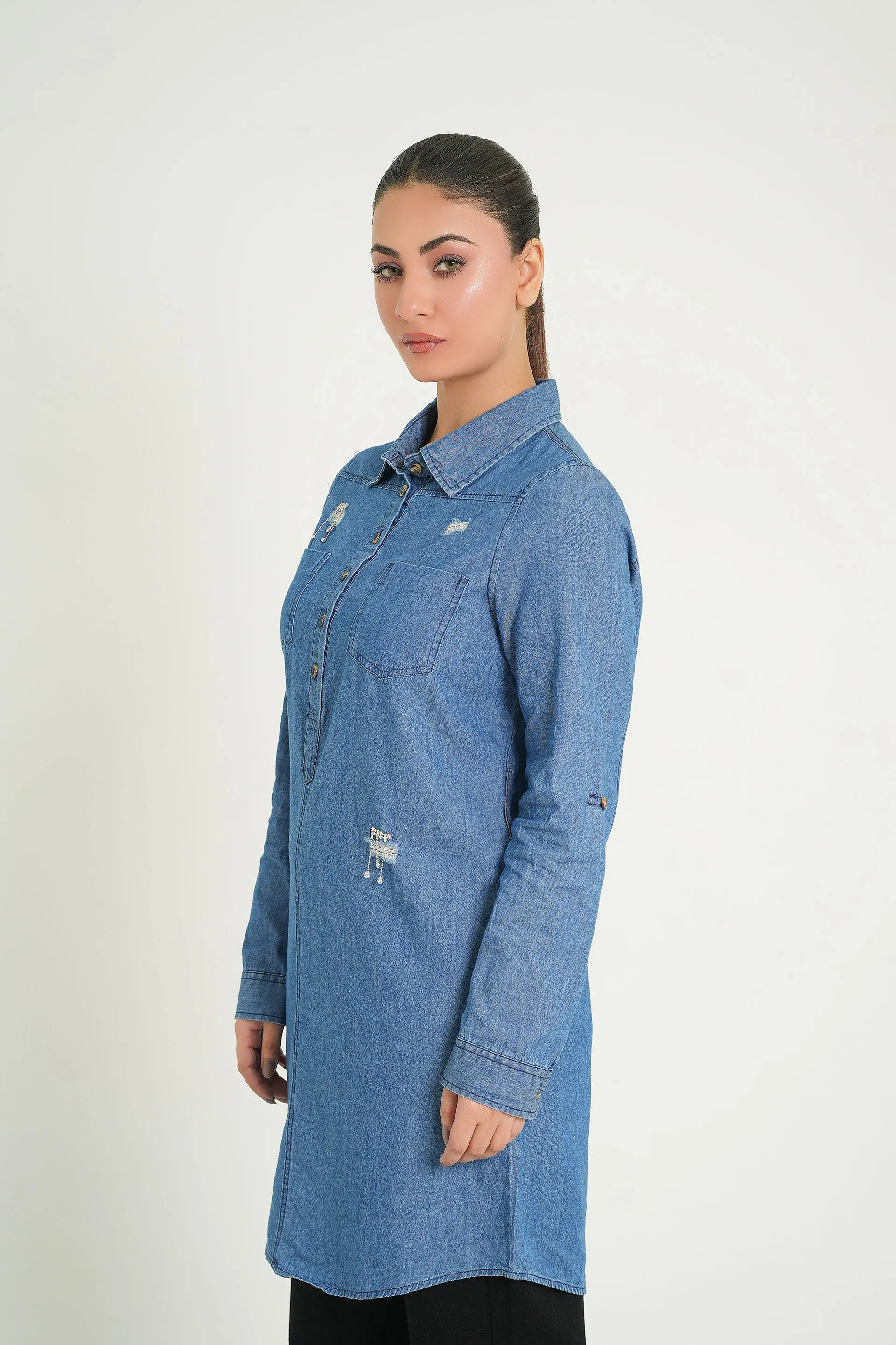 Fusion fashion Denim long top