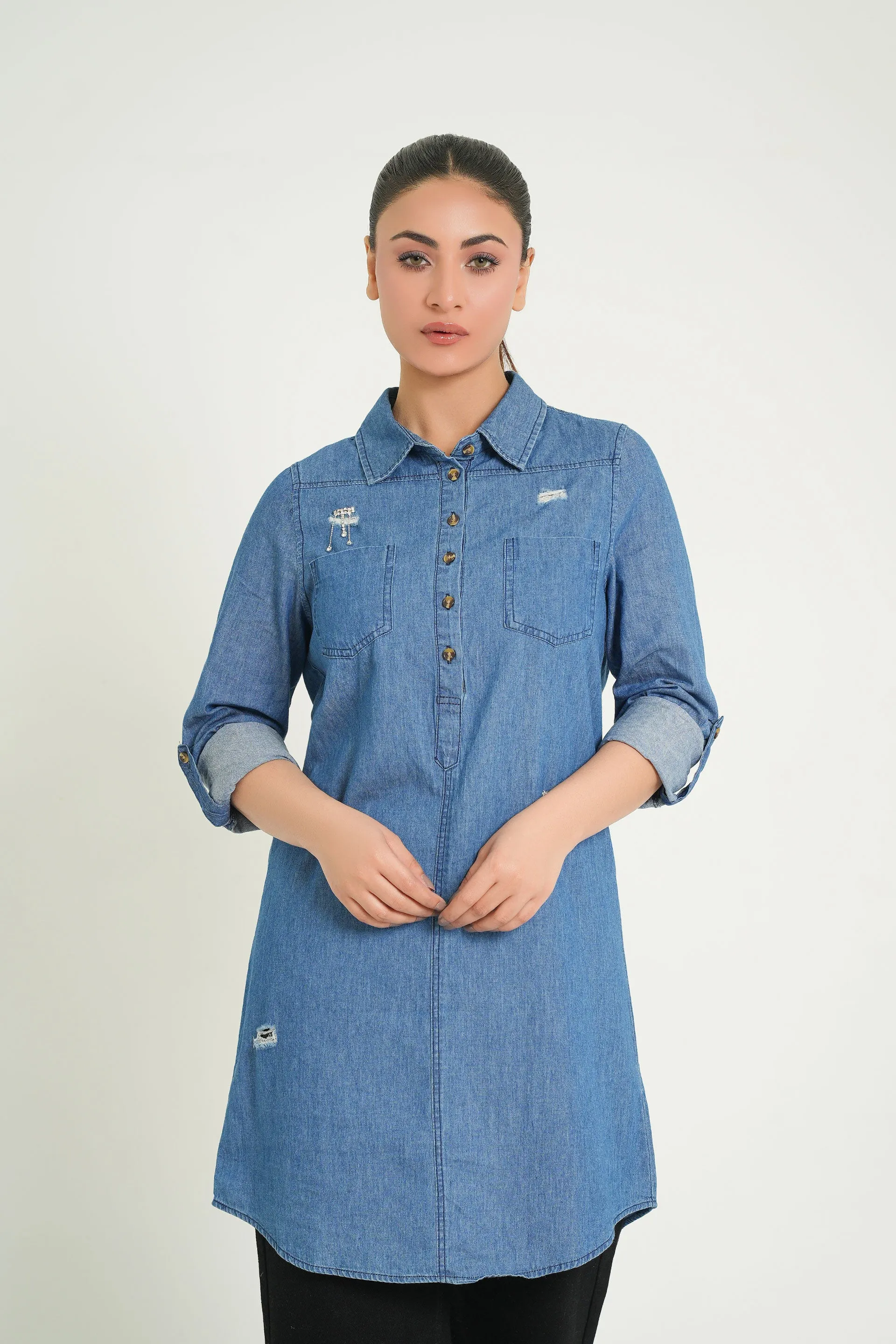 Fusion fashion Denim long top