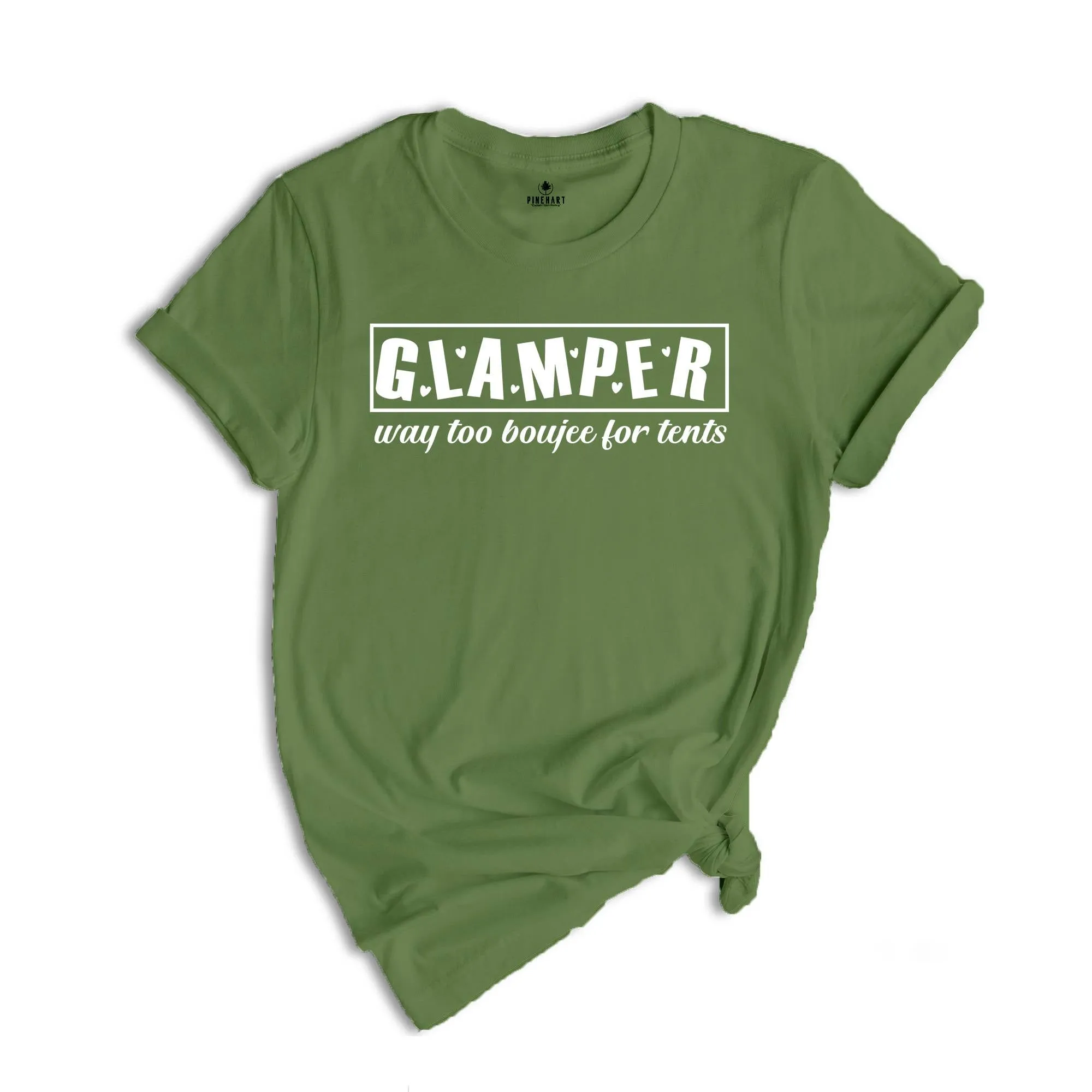 Glamper Way Too Boujee For Tents, Camping Shirt, Glamping Shirt, Glamper Wife Mom Gift, Hiking Shirt, Nature Lover Shirt, RV Camping