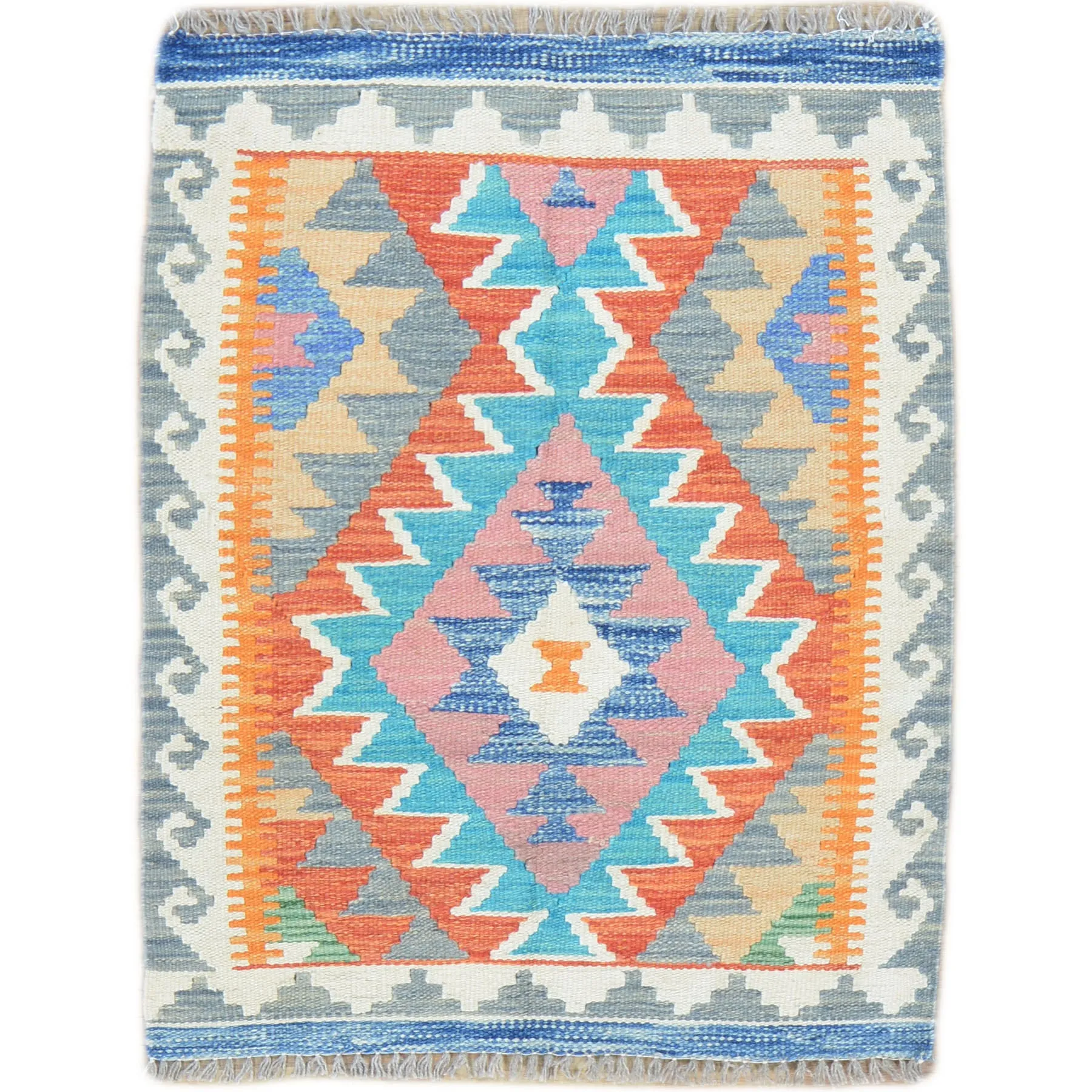 Hand-Woven Southwestern Design Kilim Handmade Wool Rug (Size 2.0 X 2.11) Cwral-9456