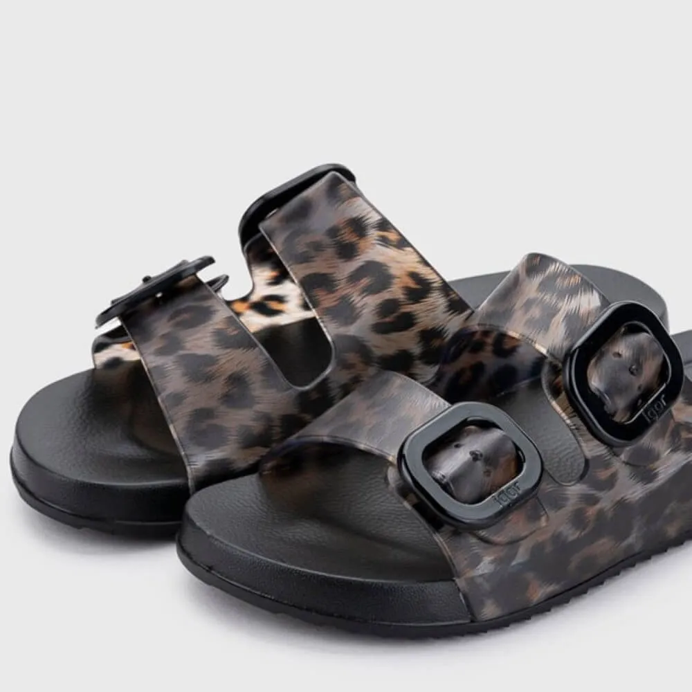 Igor Habana Sliders Black Leopard Print S10336