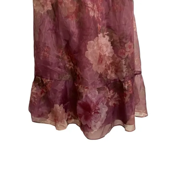 Lulus Plum Floral Organza Off-the-Shoulder Midi Dress Size S Coquette Fairy NWOT