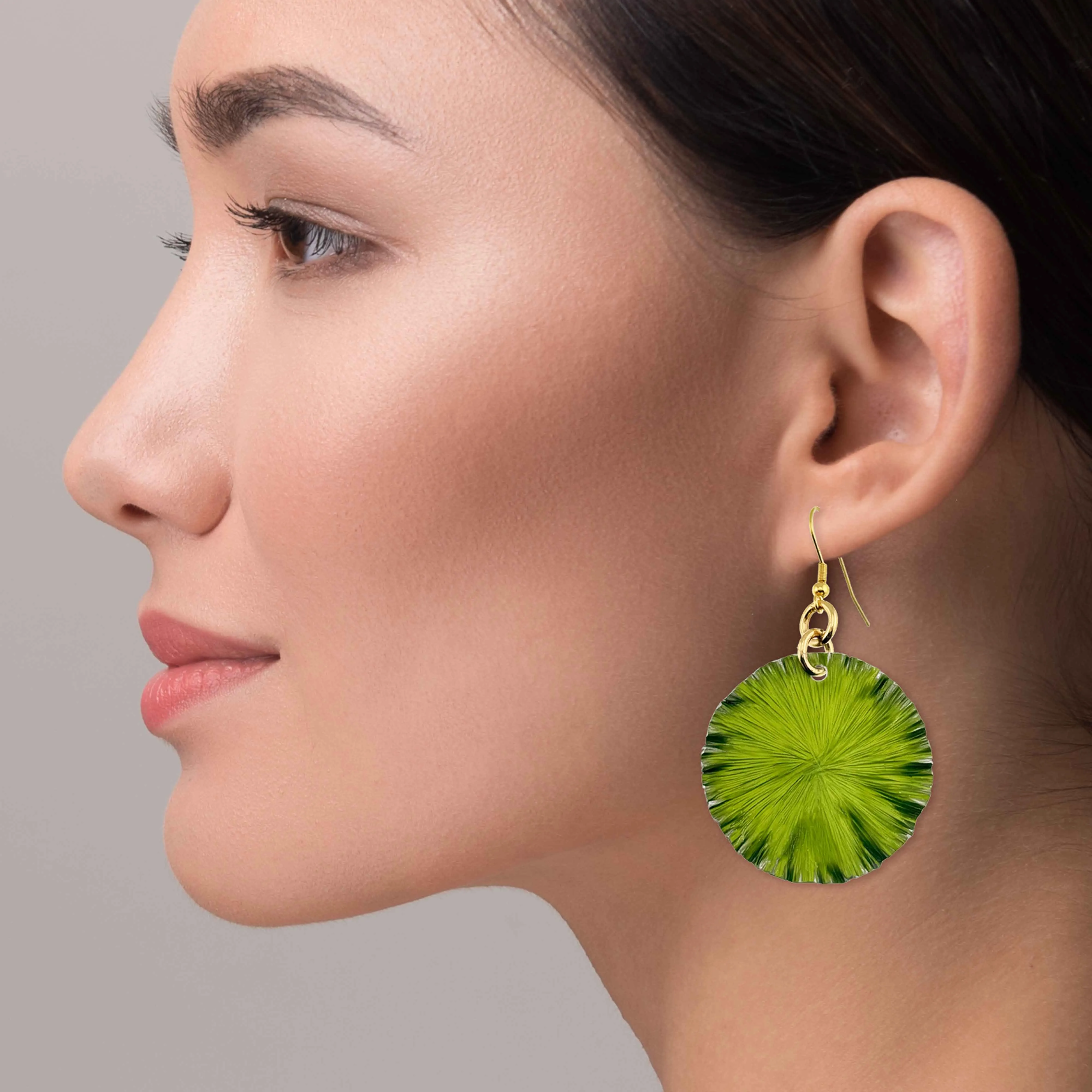 Medium Lime Anodized Aluminum Lily Pad Earrings