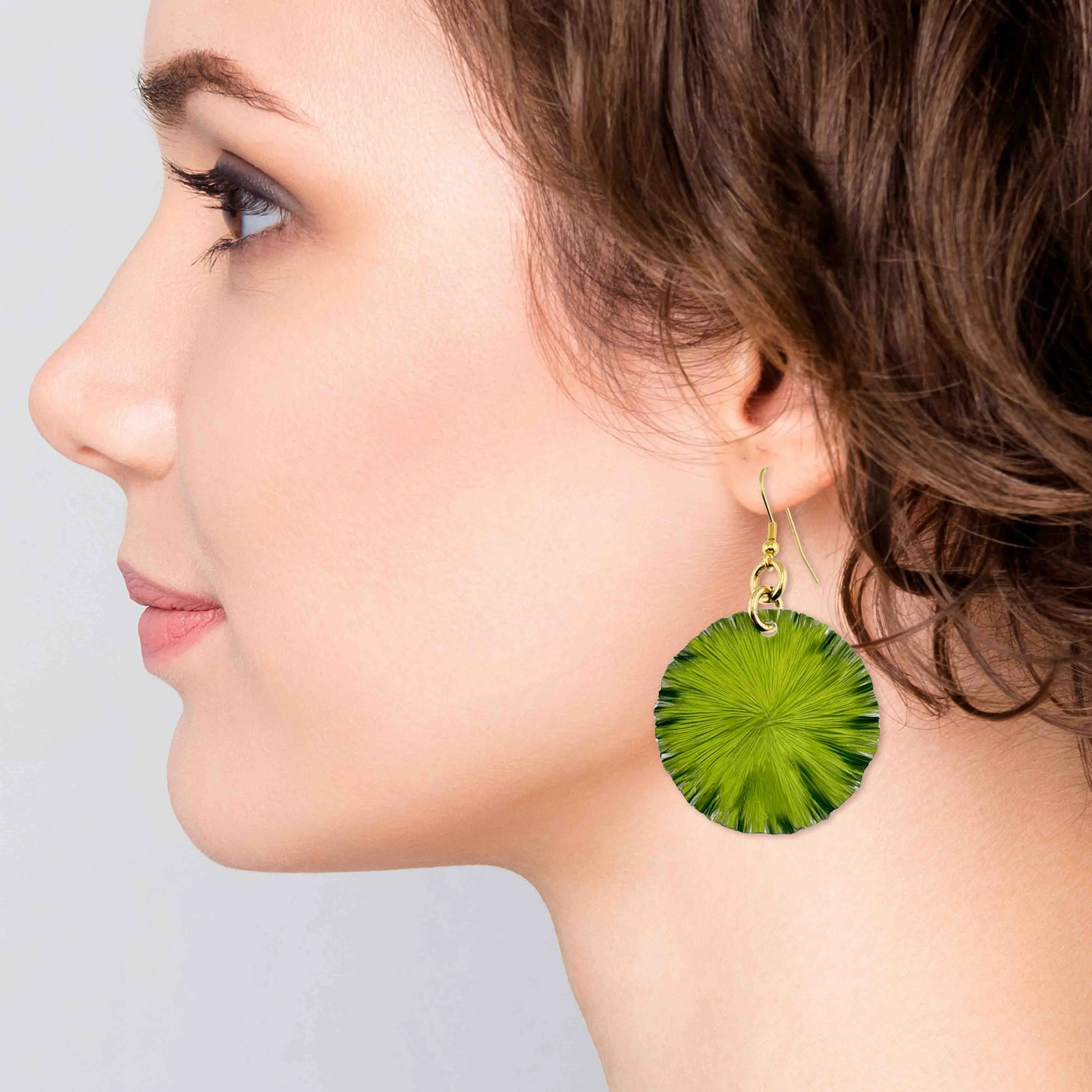 Medium Lime Anodized Aluminum Lily Pad Earrings