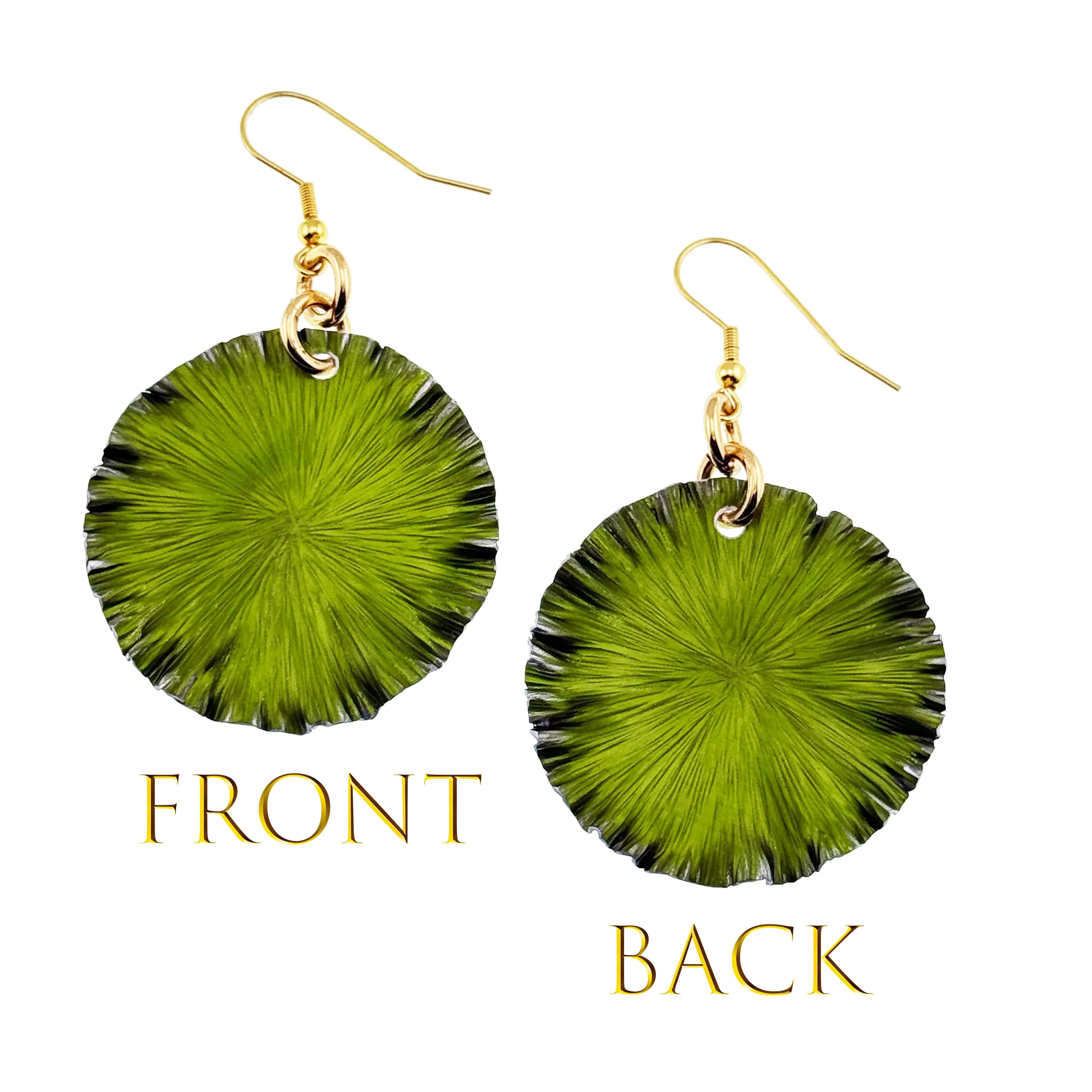 Medium Lime Anodized Aluminum Lily Pad Earrings