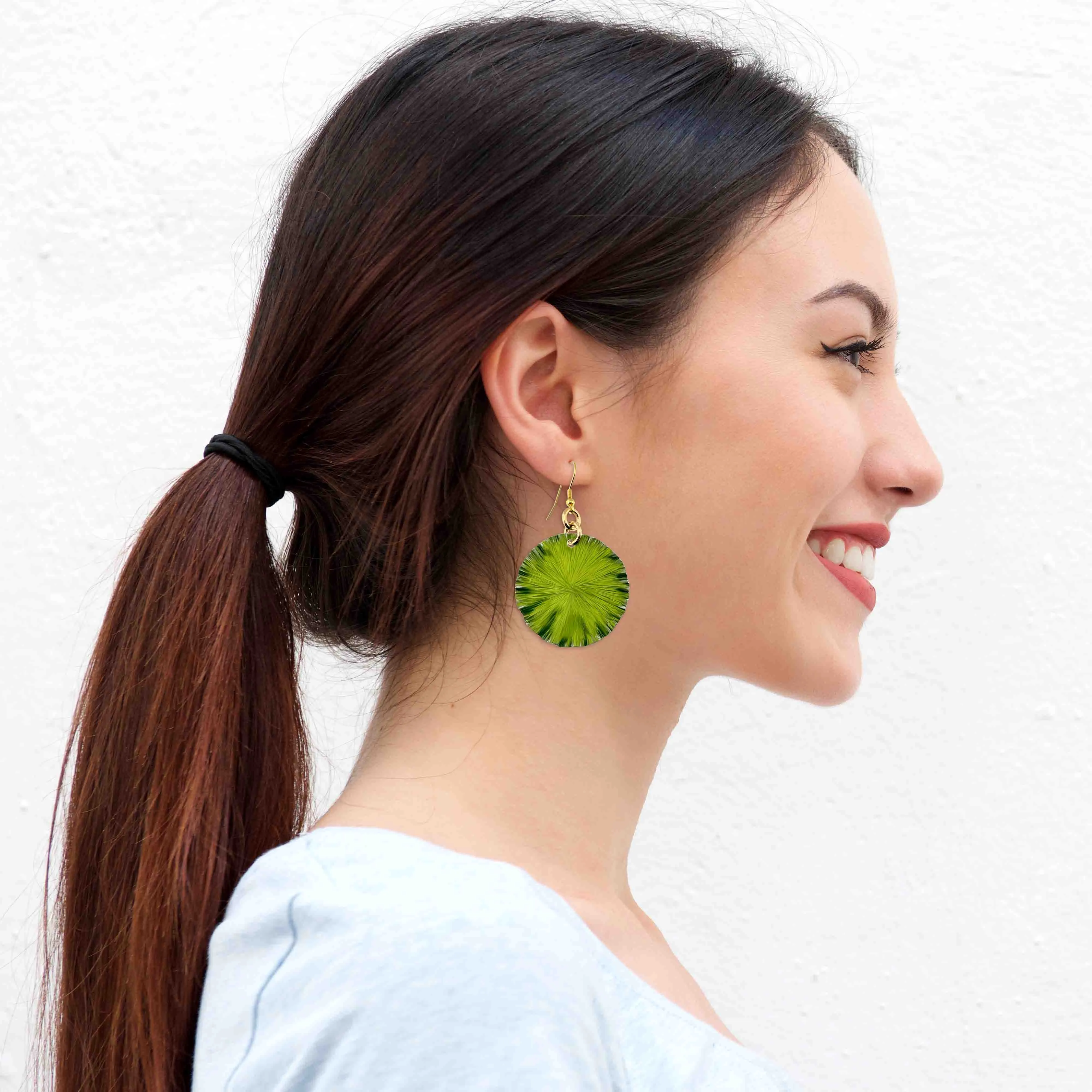 Medium Lime Anodized Aluminum Lily Pad Earrings
