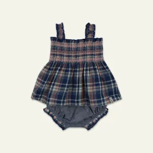 Multicoloured Check Print Dress And Pant Set