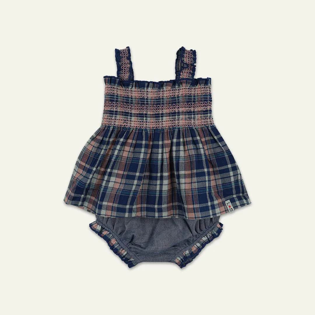 Multicoloured Check Print Dress And Pant Set