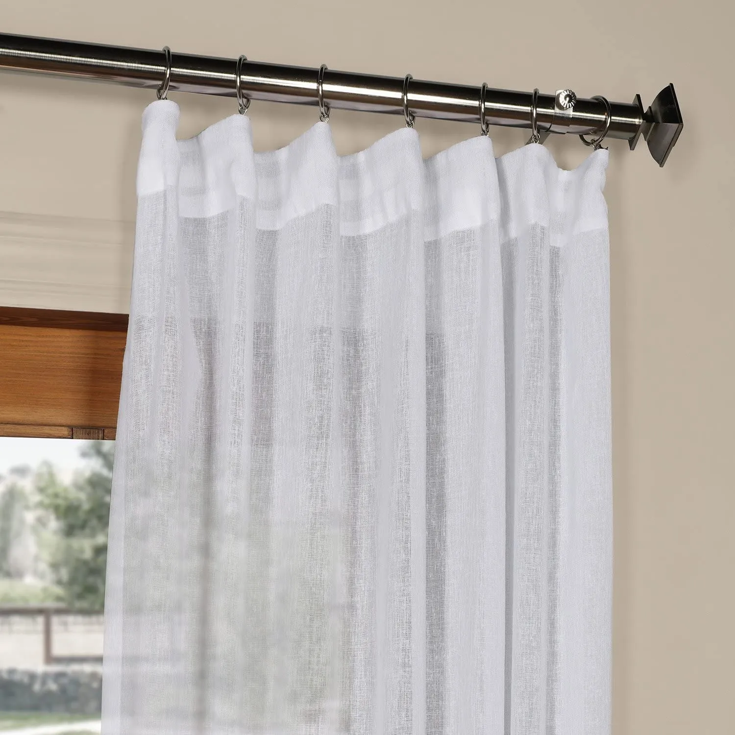 New in package! HPD Solid Faux Linen Sheer Curtains (2 Panels), 50 X 108 Each, Aspen White!