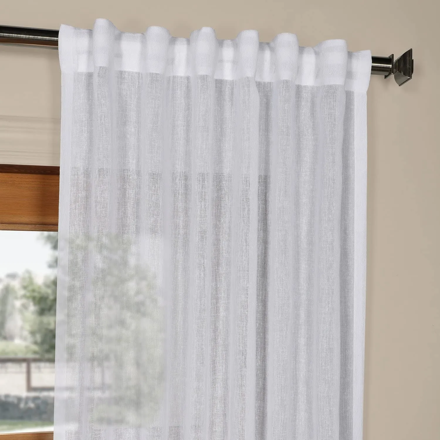 New in package! HPD Solid Faux Linen Sheer Curtains (2 Panels), 50 X 108 Each, Aspen White!