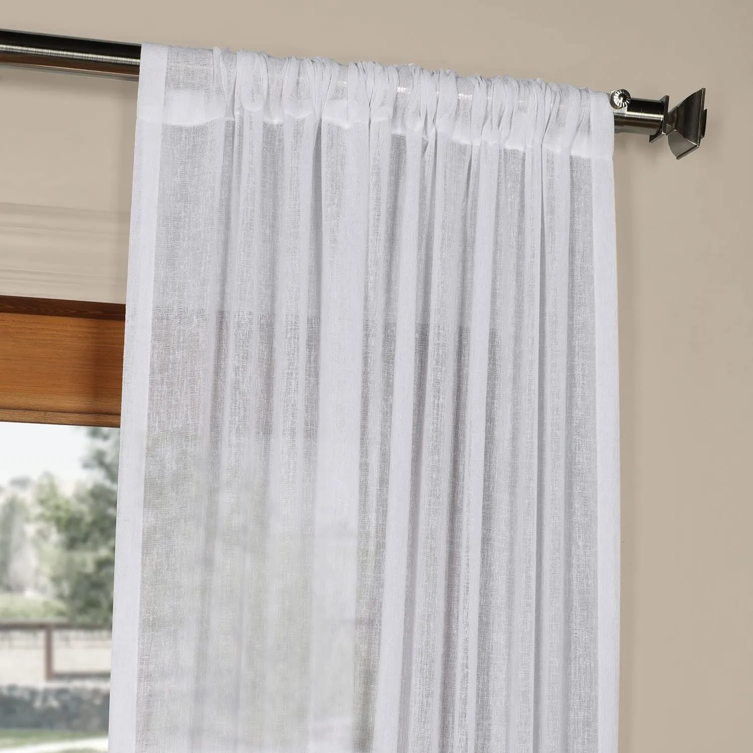 New in package! HPD Solid Faux Linen Sheer Curtains (2 Panels), 50 X 108 Each, Aspen White!