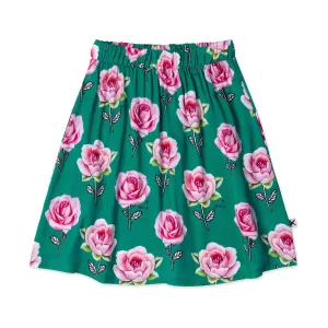 Nice Flowers Woven Skirt- Kelly Green