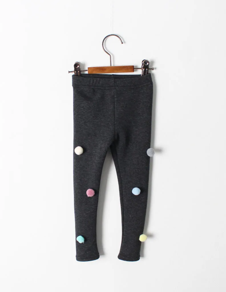 Pom-Pom Winter Leggings Charcoal