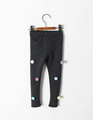 Pom-Pom Winter Leggings Charcoal