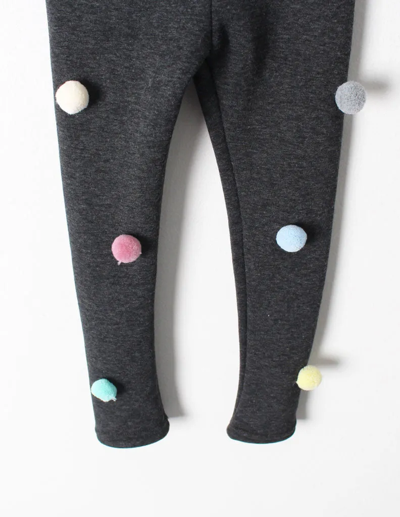 Pom-Pom Winter Leggings Charcoal
