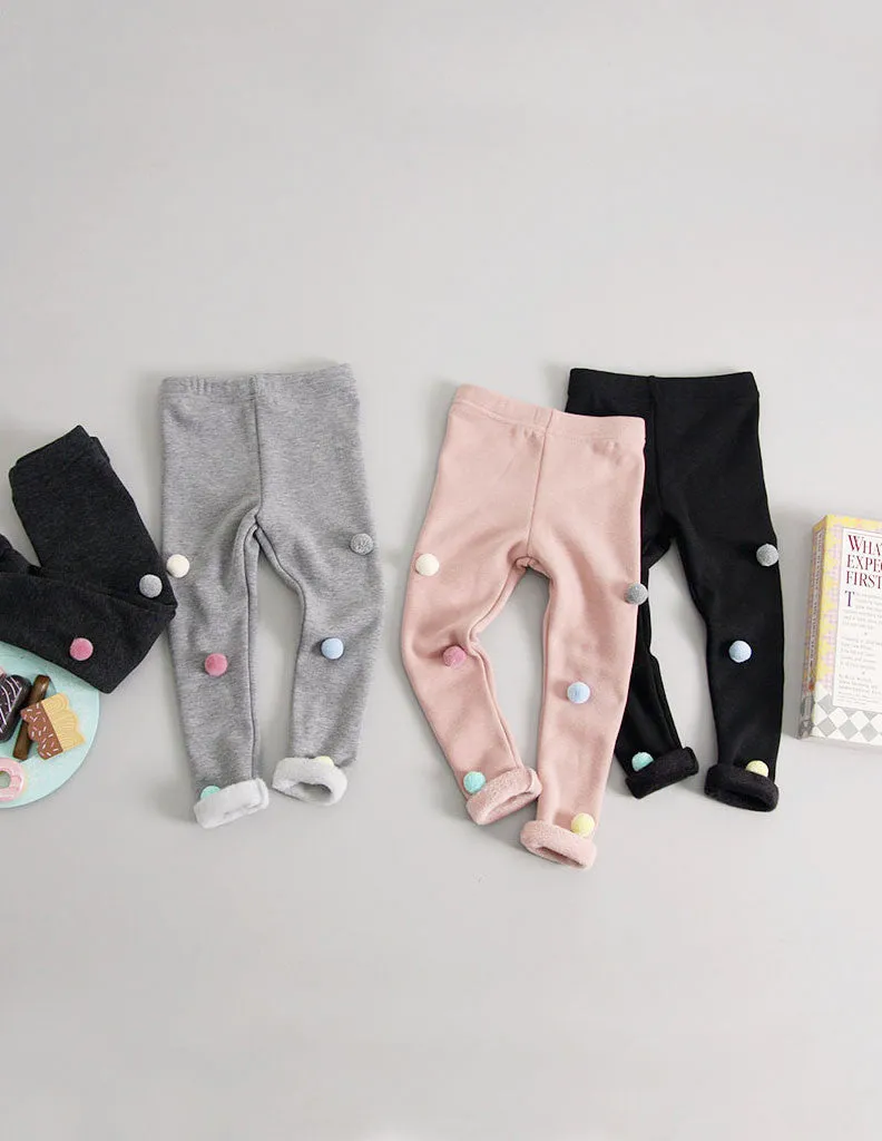 Pom-Pom Winter Leggings Charcoal