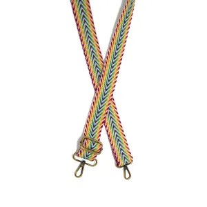 Rainbow Chevron Woven Guitar Strap 1.5"
