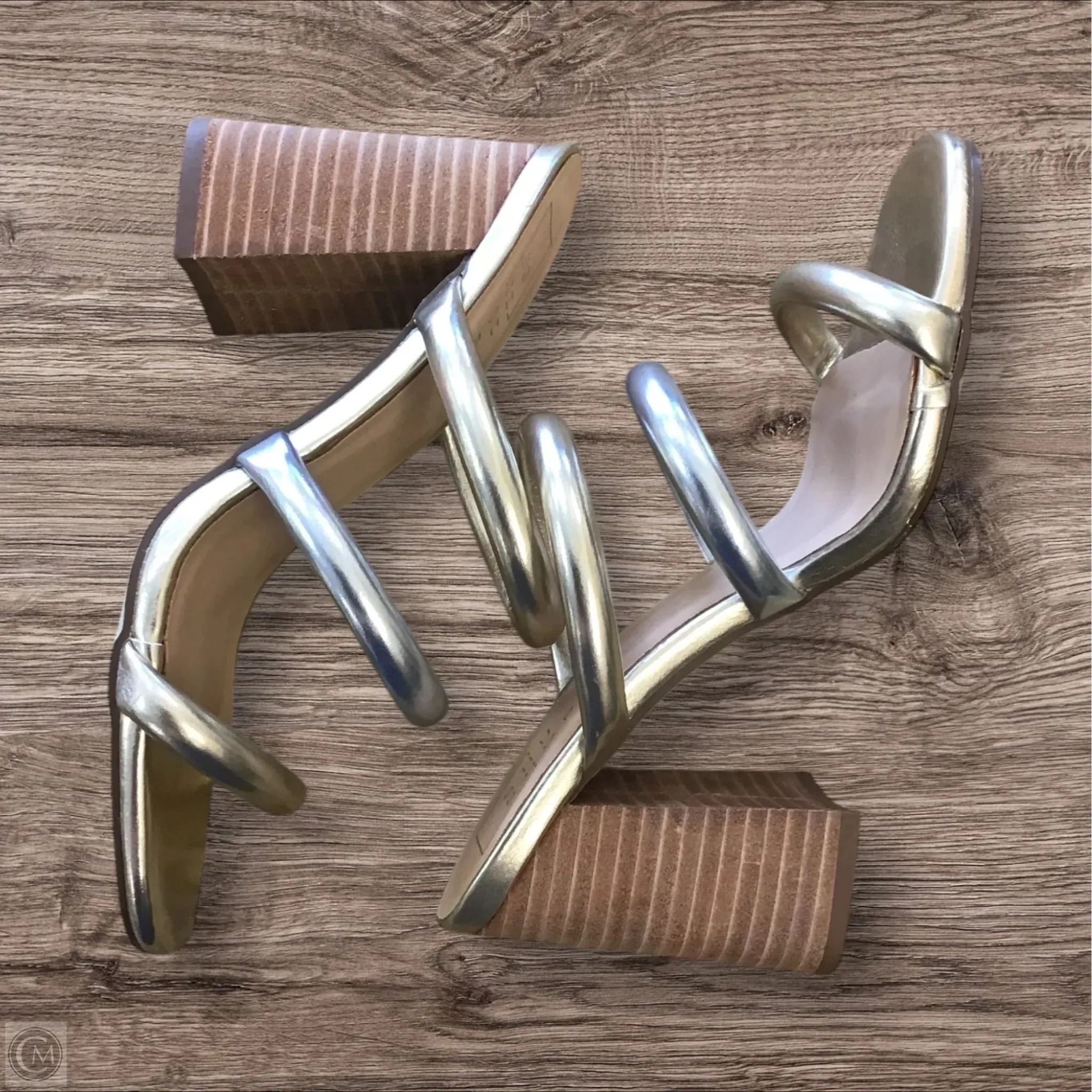 Sandals Heels Block By Shu Shop In Gold, Size: 6