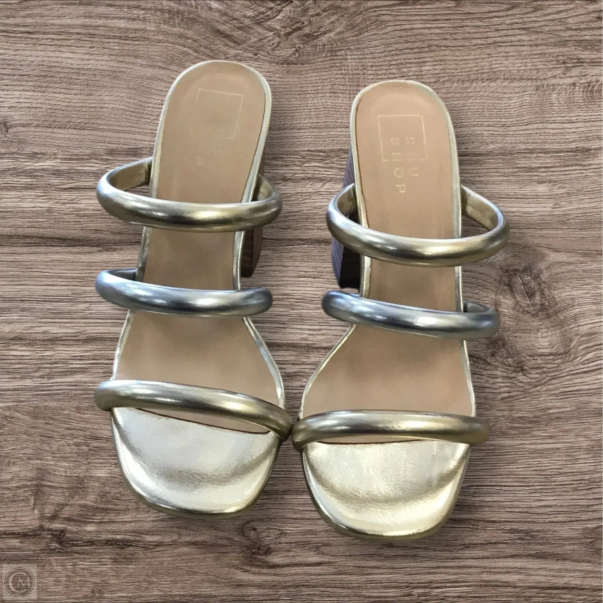 Sandals Heels Block By Shu Shop In Gold, Size: 6