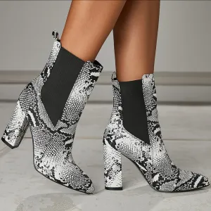 Serpentine Elasticated High Heel Pointed Booties