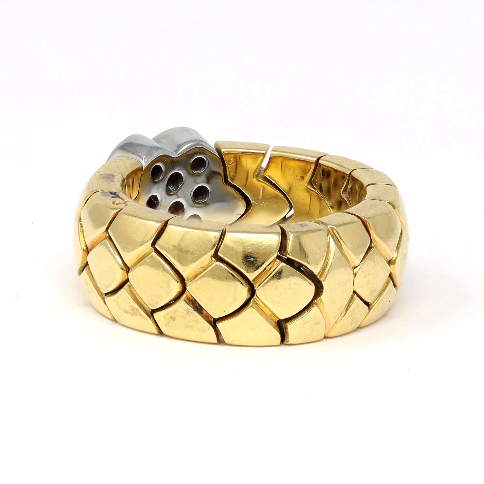 Signed Pomellato Semi Flexible Duo-Tone Diamond Heart Band Ring