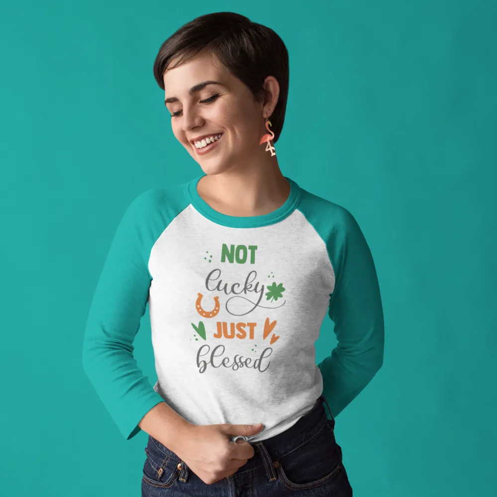 St. Patrick's Day Woman's 3/4" Raglan Tee Shirt - Blessed