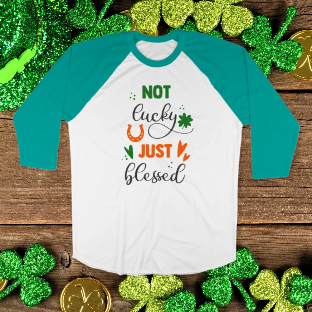 St. Patrick's Day Woman's 3/4" Raglan Tee Shirt - Blessed