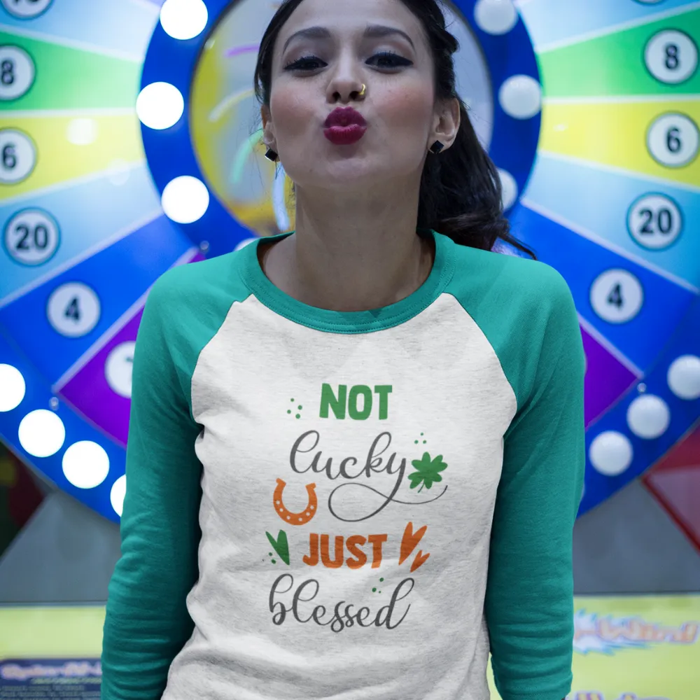 St. Patrick's Day Woman's 3/4" Raglan Tee Shirt - Blessed