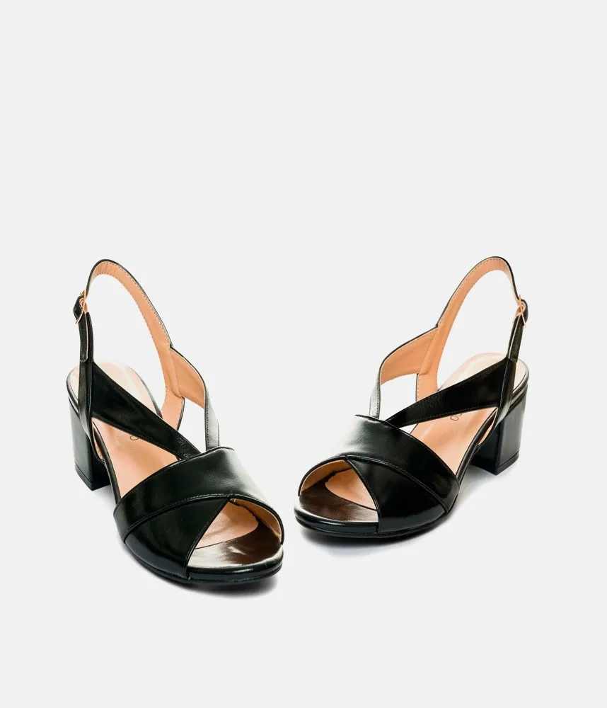 Stylish Black Patent Block Heels