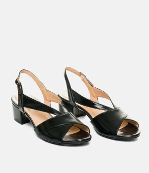 Stylish Black Patent Block Heels