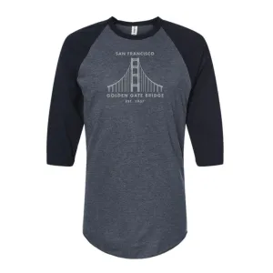 T-Shirt - Golden Gate Bridge 3/4 Sleeve Raglan