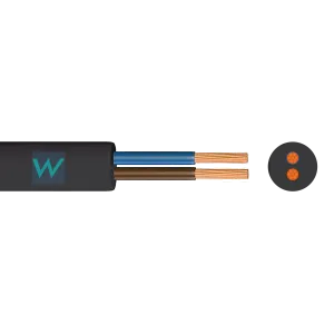 Time 2182Y 2 Core Round Flexible 0.5mm Black Cable - 100M