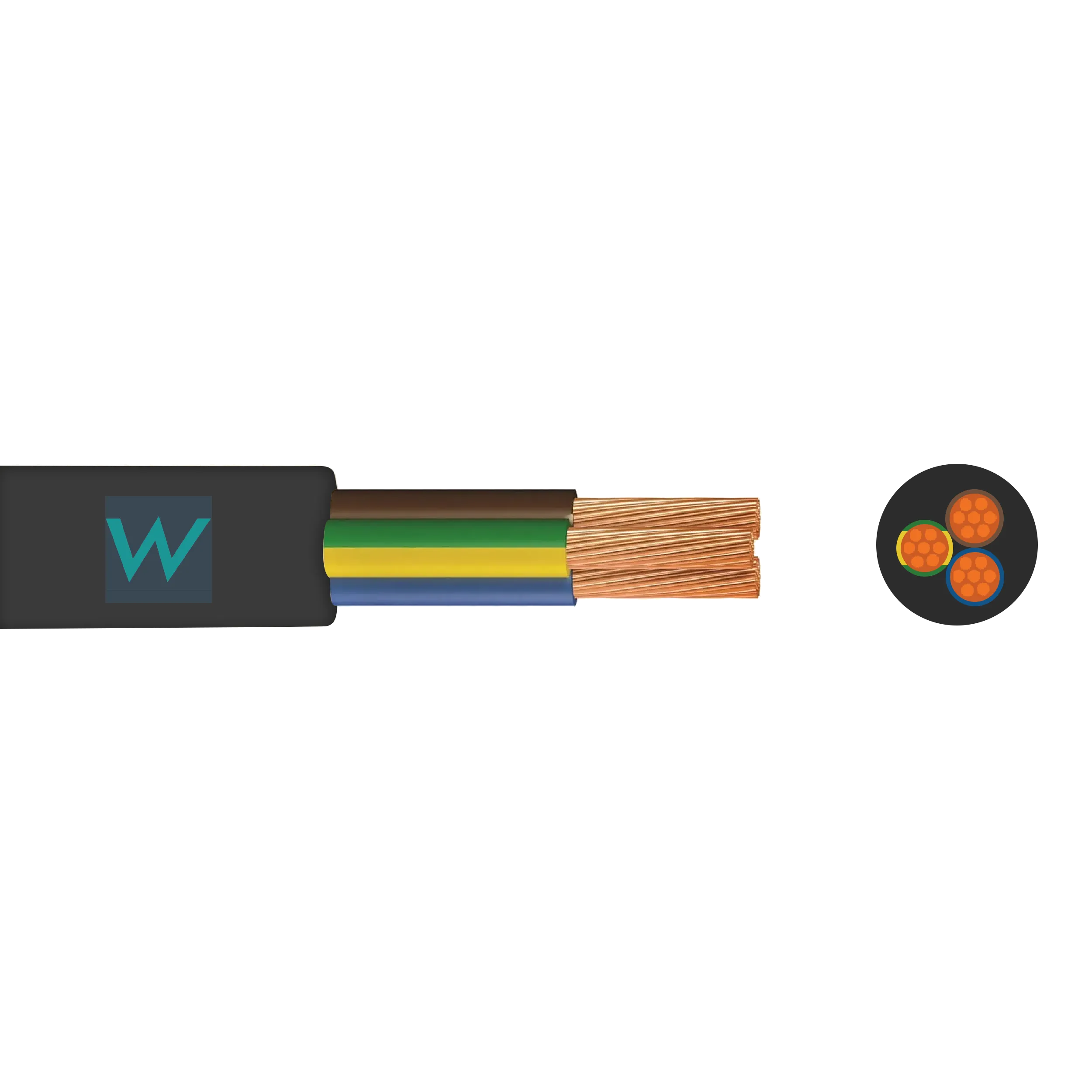 Time 2183Y 3 Core Round Flexible 0.5mm Black Cable - 100M