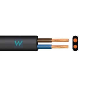 Time 2192Y 2 Core Flat Flexible 0.5mm Black Cable - 100M